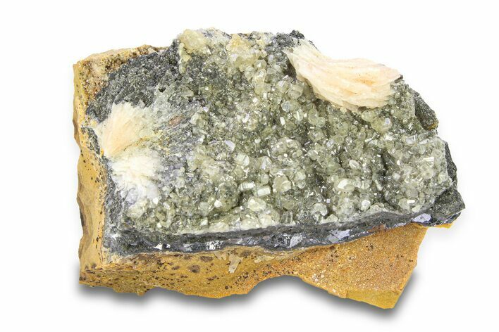 Cerussite Crystals with Bladed Barite on Galena - Morocco #291045